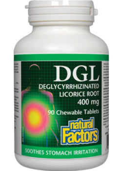 NATURAL FACTORS DGL DEGLYCYRRHIZINATED LICORICE ROOT 400mg 90chtabs