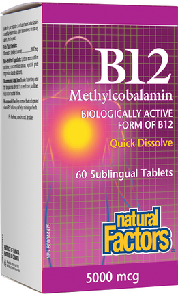Natural Factors B12 Methylcobalamin 5000mcg 60subtabs