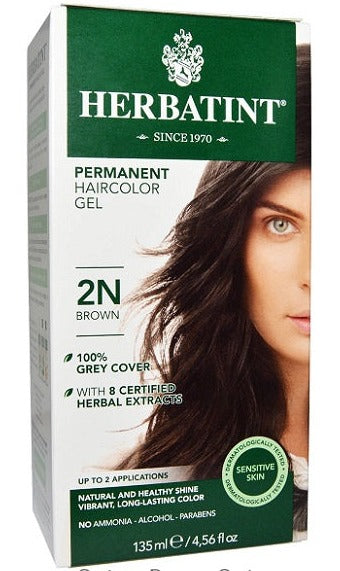 Herbatint Permanent Herbal Haircolour Gel With Aloe Vera 2N 135ml