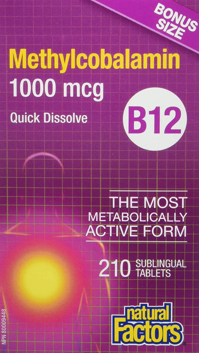 Natural Factors B12 Methylcobalamin 1000mcg 210subtabs