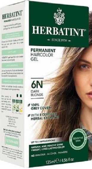Herbatint Permanent Herbal Haircolour Gel With Aloe Vera 6N 135ml