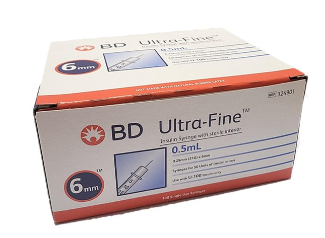 BD INSULIN SYRINGES (0.5ml CAPACITY) 6mm 31G 100units