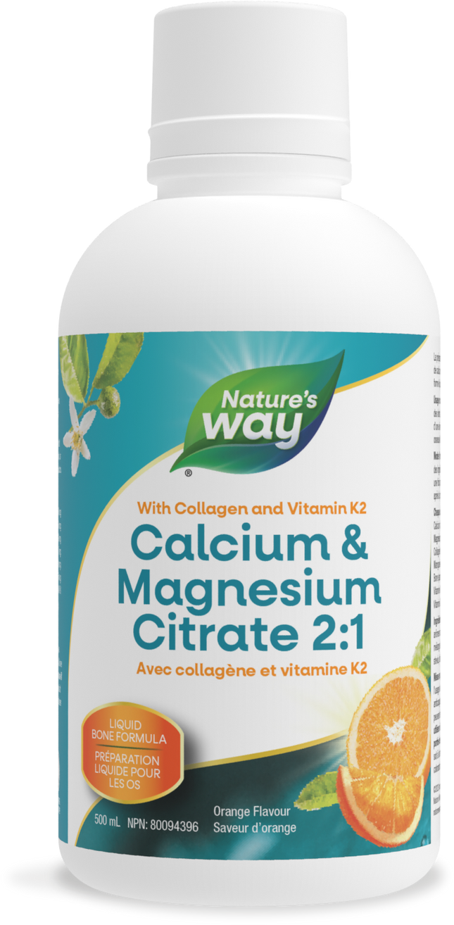 NATURE'S WAY CALCIUM & MAGNESIUM CITRATE 2:1 with VIT K2, COLLAGEN ORANGE 500ml