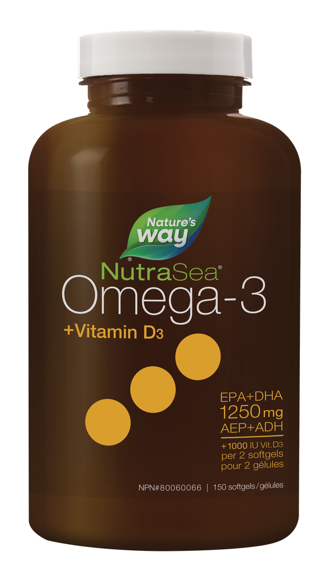 NATURE'S WAY NUTRASEA OMEGA 3 LIQUID GELS + VITAMIN D FRESH MINT 150sg