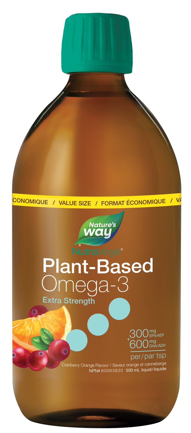 NATURE'S WAY NUTRAVEGE PLANT-BASED OMEGA-3 EXTRA STRENGTH CRANBERRY ORANGE 500ml