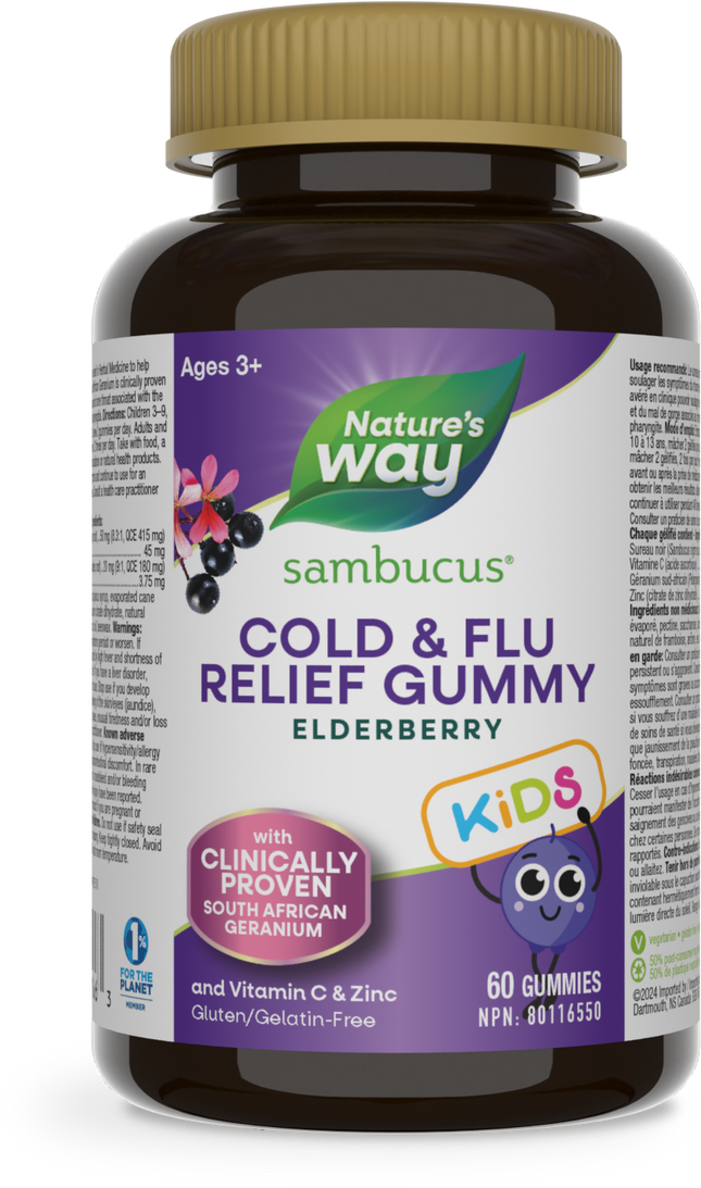 NATURE'S WAY SAMBUCUS COLD & FLU RELIEF KIDS GUMMY 60s