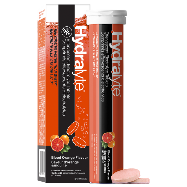 Hydralyte effervescent electrolyte tablets BLOOD ORANGE , 20 Tabs