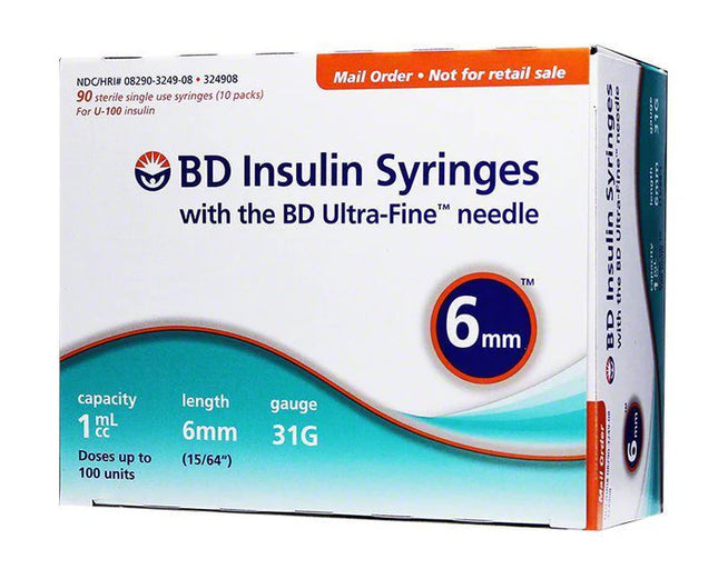 BD INSULIN SYRINGES (1ml CAPACITY) 6mm 31G 100units