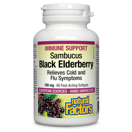 NATURAL FACTORS BLACK ELDERBERRY EXTRACT 100 MG 60 SOFTGELS
