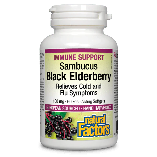 NATURAL FACTORS BLACK ELDERBERRY EXTRACT 100 MG 60 SOFTGELS