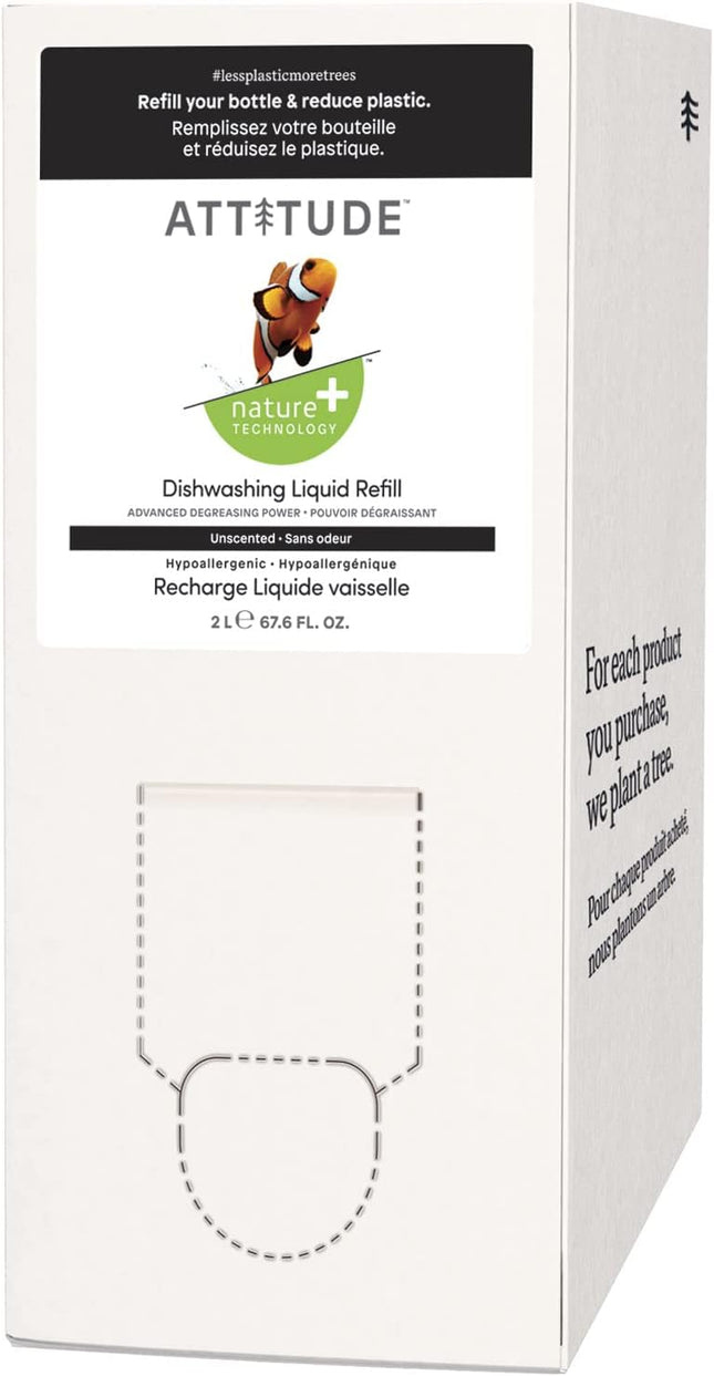 ATTITUDE DISHWASHING LIQUID REFILL UNSCENTED 2 LT