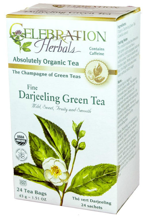CELEBRATION HERBALS TEA GREEN TEA DARJEELING TEABAGS 24CT ORGANIC