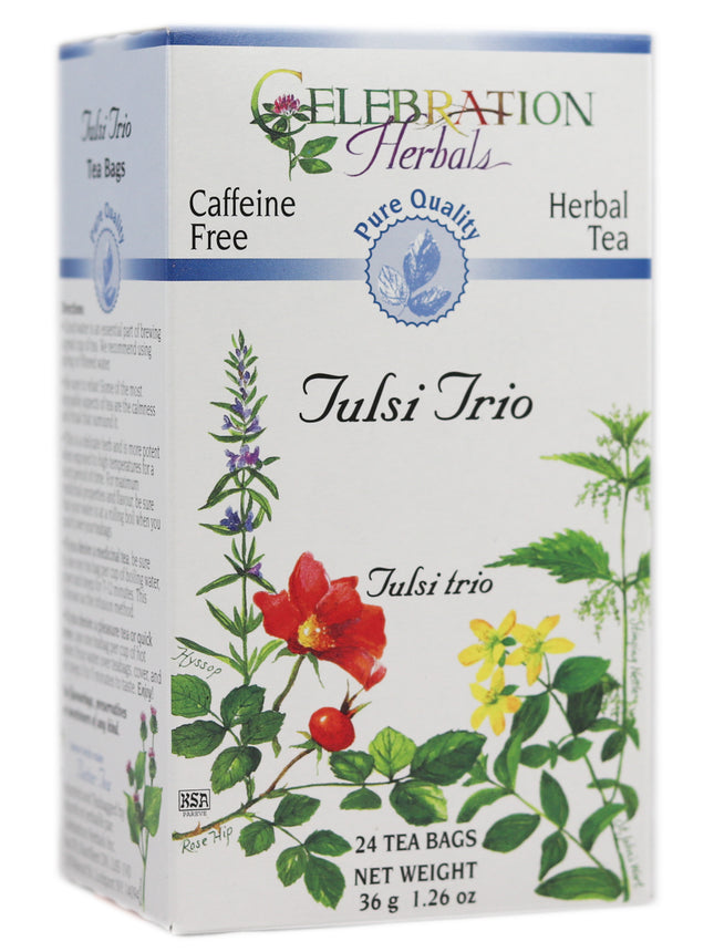 CELEBRATION HERBALS TEA TULSI TRIO BLEND TEABAGS 24CT PURE QUALITY