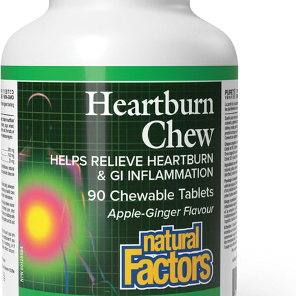 NATURAL FACTORS HEARTBURN CHEW APPLE-GINGER 90 CHEW TABS