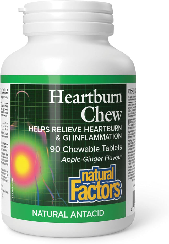 NATURAL FACTORS HEARTBURN CHEW APPLE-GINGER 90 CHEW TABS