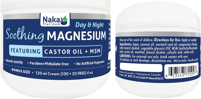 NAKA PLATINUM SOOTHING MAGNESIUM CASTOR OIL + MSM 120ML