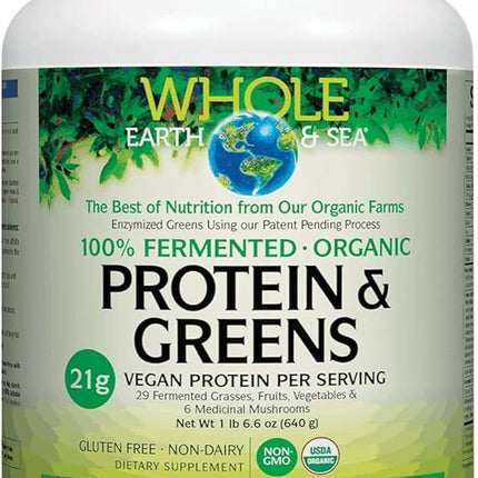 WHOLE EARTH & SEA FERMENTED ORGANIC PROTEIN & GREENS, UNFLAVORED 640G