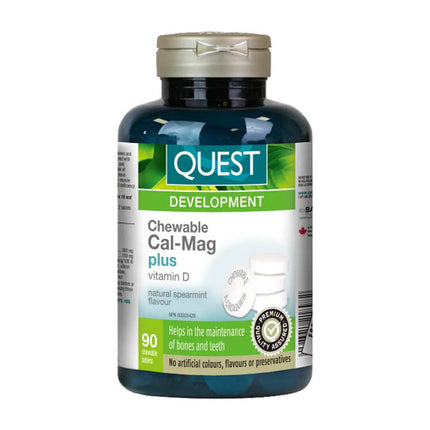QUEST CHEWABLE CAL-MAG WITH VITAMIN D SPEARMINT 90tabs
