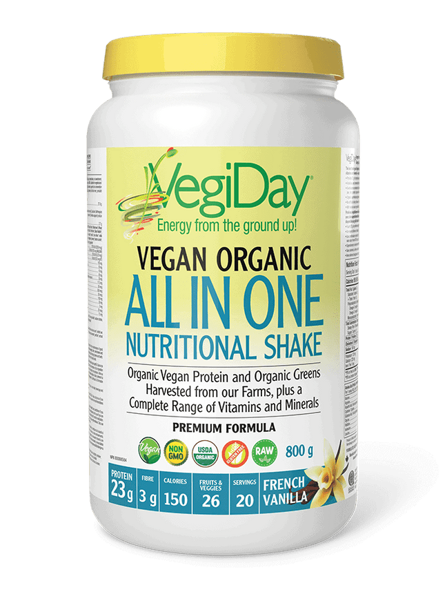 VEGIDAY VEGAN ORGANIC ALL IN ONE NUTRITIONAL SHAKE FRENCH VANILLA 800G