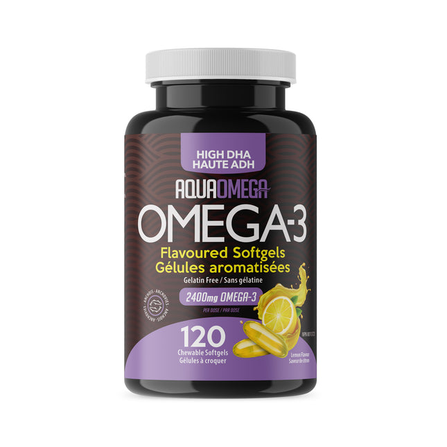 AQUAOMEGA 高 DHA OMEGA-3 咀嚼片 - 柠檬味 120 粒