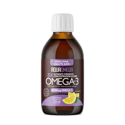 AQUAOMEGA OMEGA-3 5X ULTIMATE STRENGTH DHA LEMON 225ml