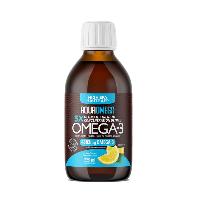 AQUAOMEGA OMEGA-3 5X ULTIMATE STRENGTH EPA LEMON 225ml