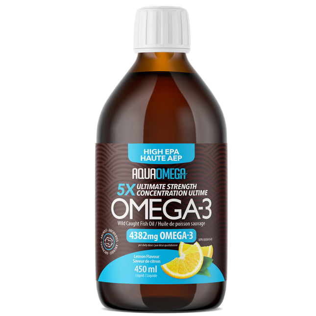 AQUAOMEGA OMEGA-3 5X ULTIMATE STRENGTH EPA 450ml - LEMON