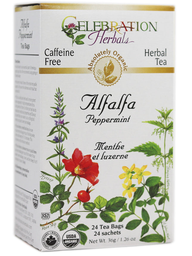 CELEBRATION HERBALS TEA ALFALFA PEPPERMINT TEABAGS 24CT ORGANIC