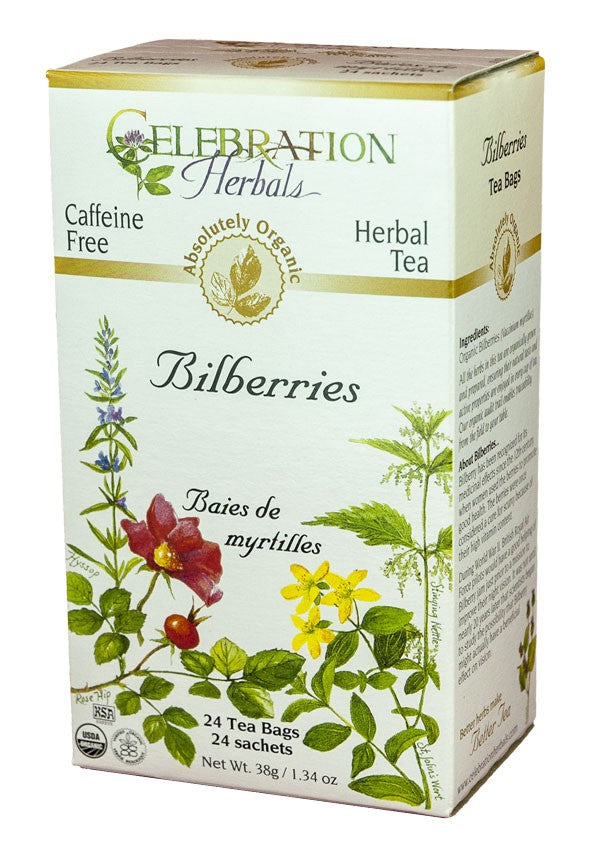 CELEBRATION HERBALS TEA BILBERRIES TEABAGS 24CT ORGANIC