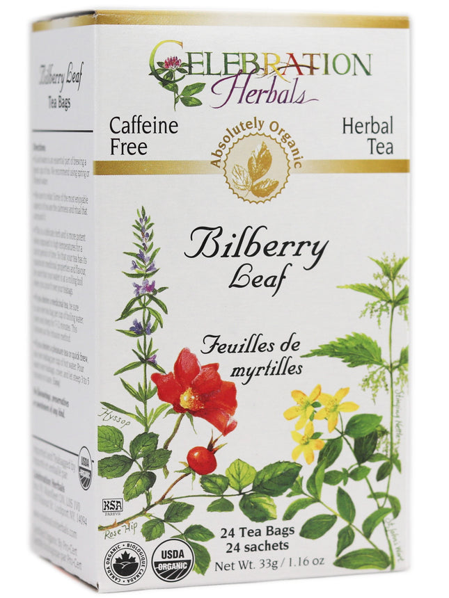 CELEBRATION HERBALS TEA BILBERRY LEAF TEABAGS 24CT ORGANIC