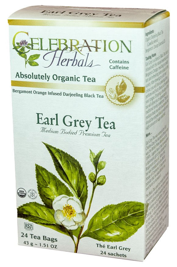 CELEBRATION HERBALS TEA BLACK TEA EARL GREY TEABAGS 24CT ORGANIC