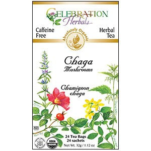 CELEBRATION HERBALS TEA CHAGA MUSHROOMS TEABAGS 24CT ORGANIC