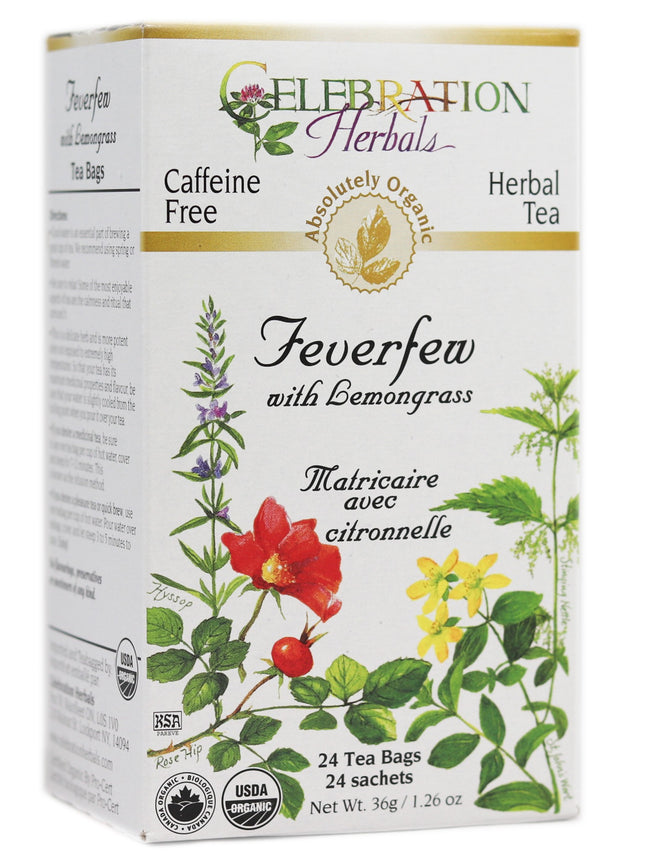 CELEBRATION HERBALS TEA FEVERFEW LEMONGRASS TEABAGS 24CT ORGANIC