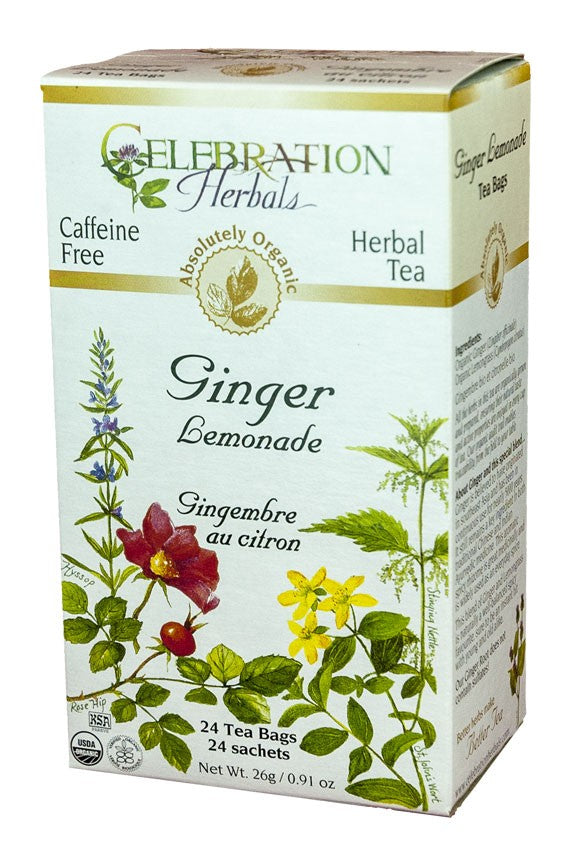 CELEBRATION HERBALS TEA GINGER LEMONADE TEABAGS 24CT ORGANIC