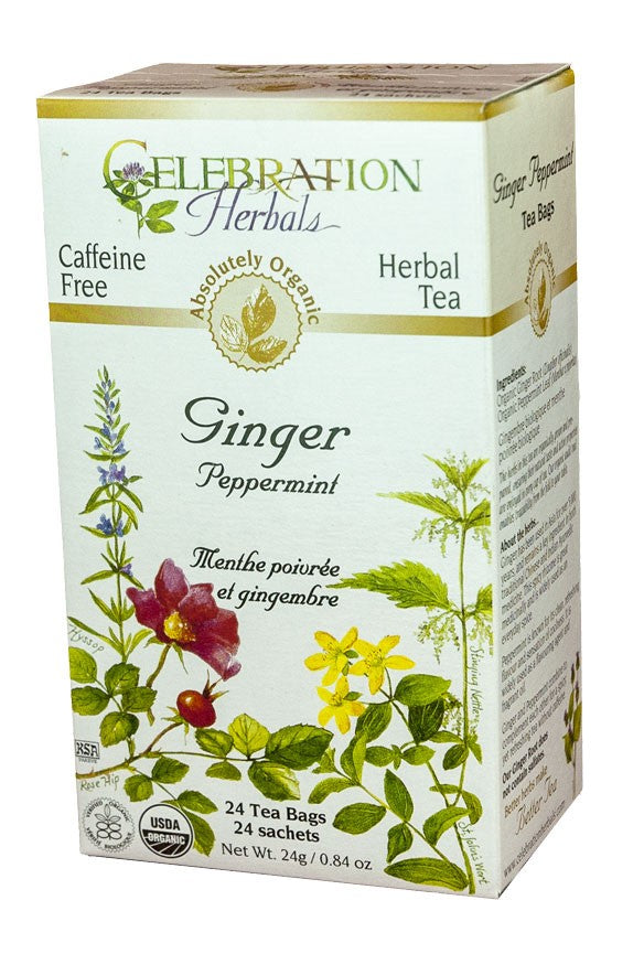 CELEBRATION HERBALS TEA GINGER PEPPERMINT TEABAGS 24CT ORGANIC