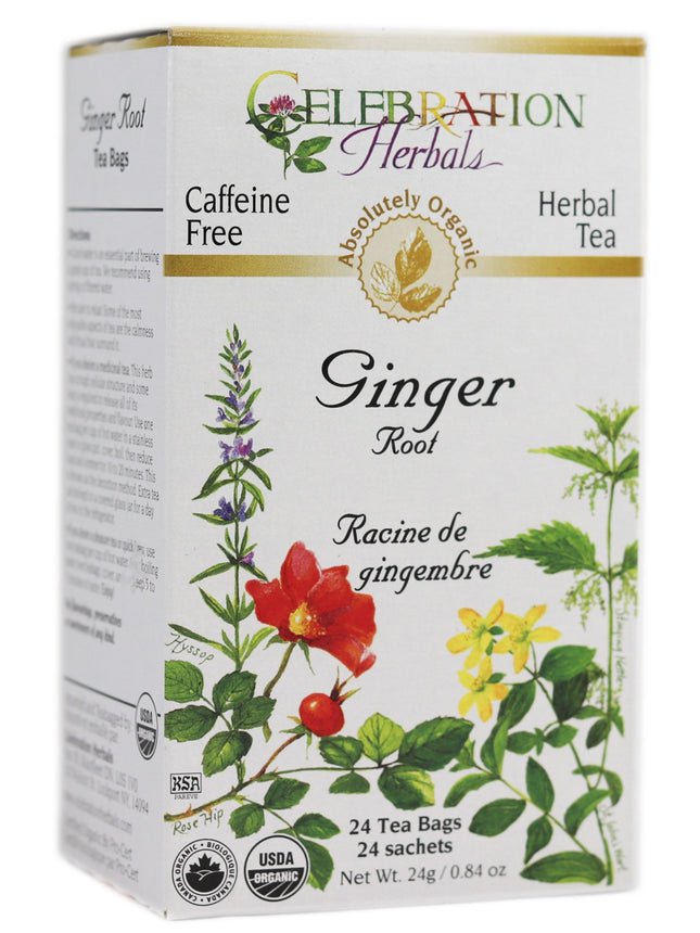 CELEBRATION HERBALS TEA GINGER ROOT TEABAGS 24CT ORGANIC