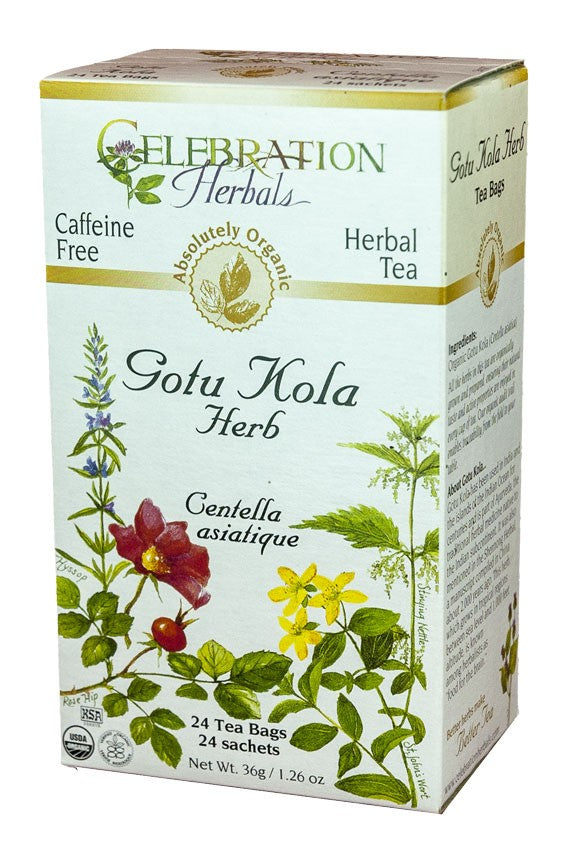 CELEBRATION HERBALS TEA GOTU KOLA HERB TEABAGS 24CT ORGANIC