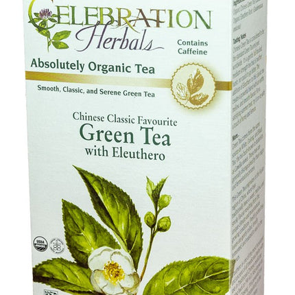 CELEBRATION HERBALS TEA GREEN TEA CHINESE W/ ELEUTHERO TEABAGS 24CT ORGANIC