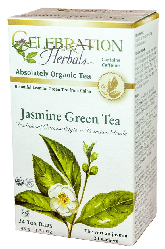 CELEBRATION HERBALS TEA GREEN TEA JASMINE PREMIUM TEABAGS 24CT ORGANIC