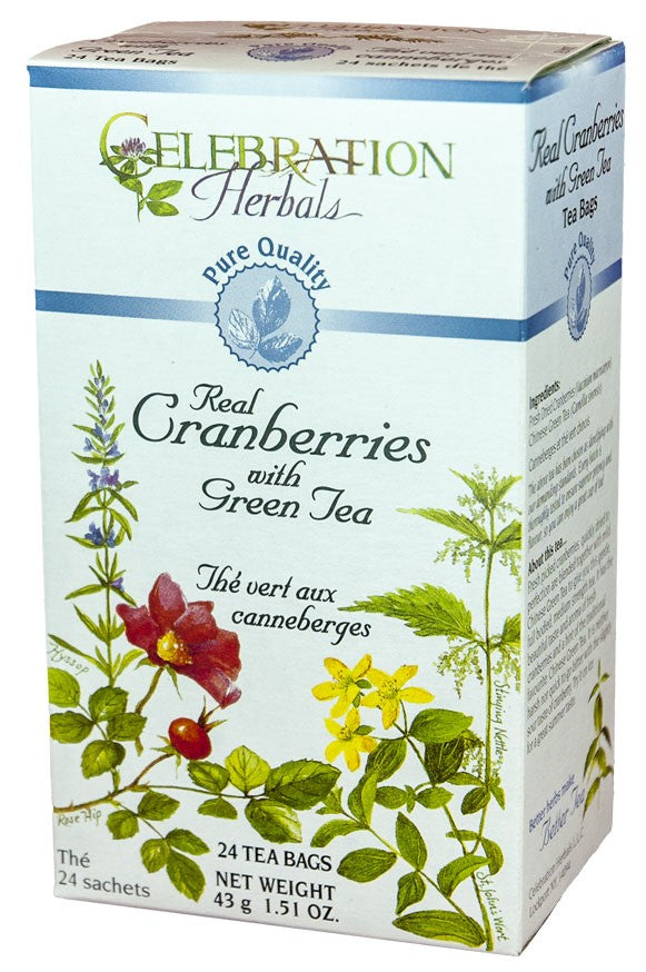 CELEBRATION HERBALS TEA GREEN W CRANBERRIES TEABAGS 24CT PURE QUALITY