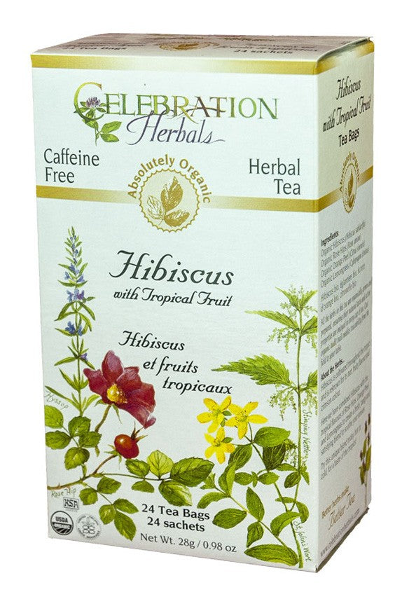 CELEBRATION HERBALS TEA HIBISCUS WITH TROPICAL FRUIT TEABAGS 24CT ORGANIC