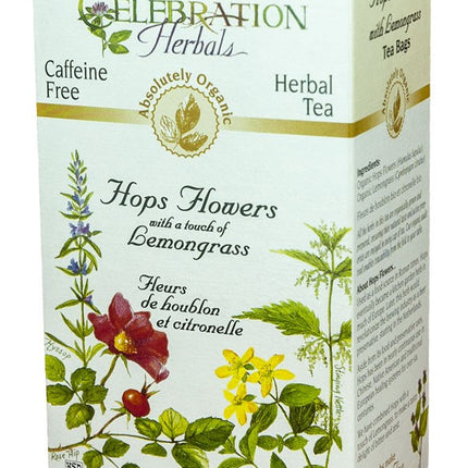 CELEBRATION HERBALS TEA HOPS FLOWERS WITH LEMONGRASS TEABAGS 24CT ORGANIC