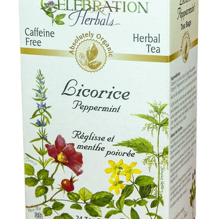 CELEBRATION HERBALS TEA LICORICE PEPPERMINT TEABAGS 24CT ORGANIC
