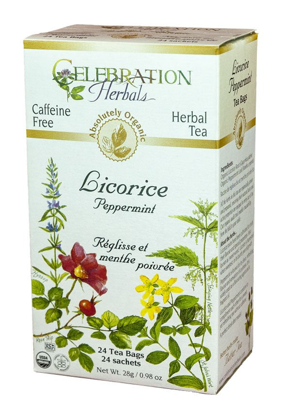 CELEBRATION HERBALS TEA LICORICE PEPPERMINT TEABAGS 24CT ORGANIC