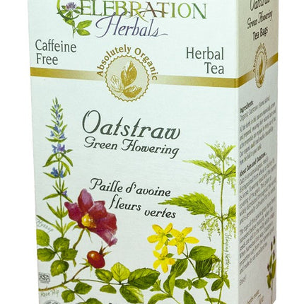 CELEBRATION HERBALS TEA OATSTRAW GREEN FLOWERING TEABAGS 24CT ORGANIC