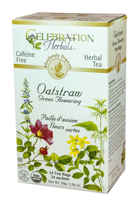 CELEBRATION HERBALS TEA OATSTRAW GREEN FLOWERING TEABAGS 24CT ORGANIC