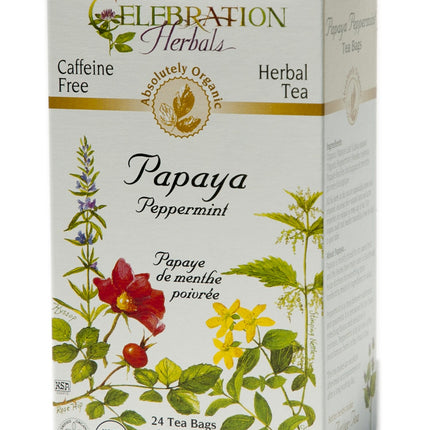 CELEBRATION HERBALS TEA PAPAYA PEPPERMINT TEABAGS 24CT ORGANIC