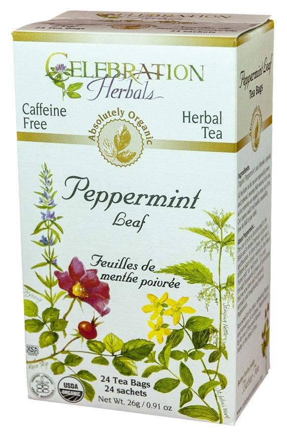 CELEBRATION HERBALS TEA PEPPERMINT LEAF TEABAGS 24CT ORGANIC