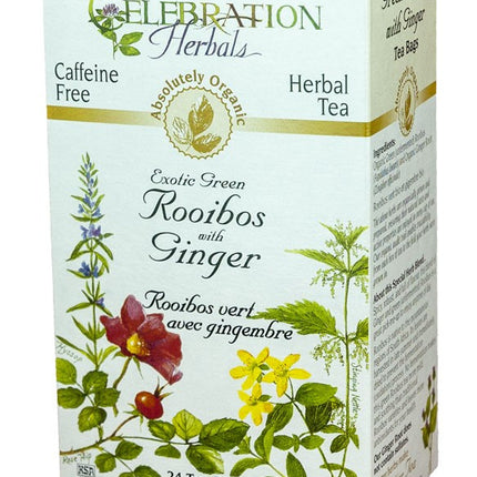CELEBRATION HERBALS TEA ROOIBOS GREEN/GINGER TEABAGS 24CT ORGANIC