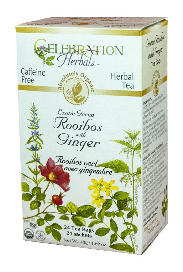 CELEBRATION HERBALS TEA ROOIBOS GREEN/GINGER TEABAGS 24CT ORGANIC